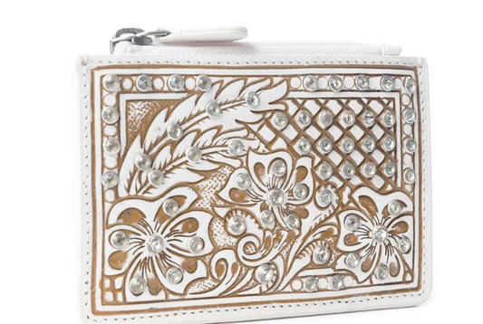 S-12225 Sparkling Desert Moon Credit Card Holder In Chocolate White