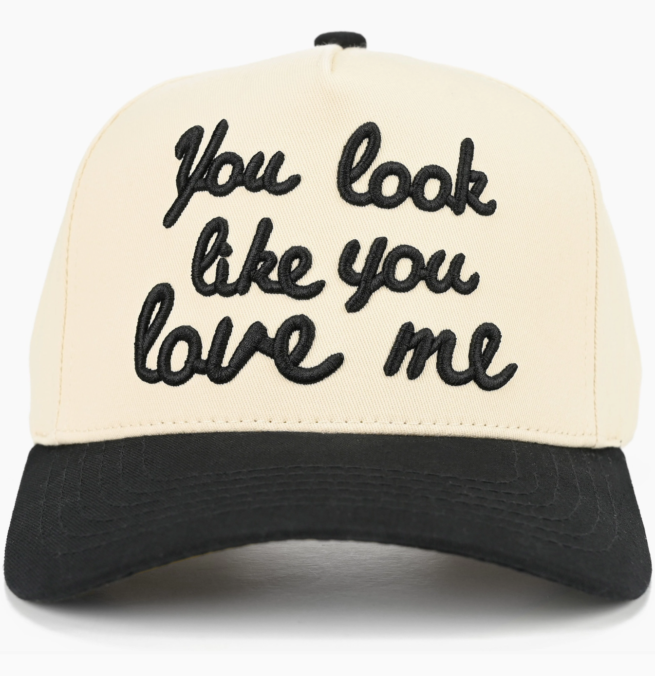 TCM0052BLK You look like you love me Embroidered Trucker Cap