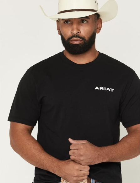 10058431 Ariat Men's Stipple Steer Classic Fit Tee Black