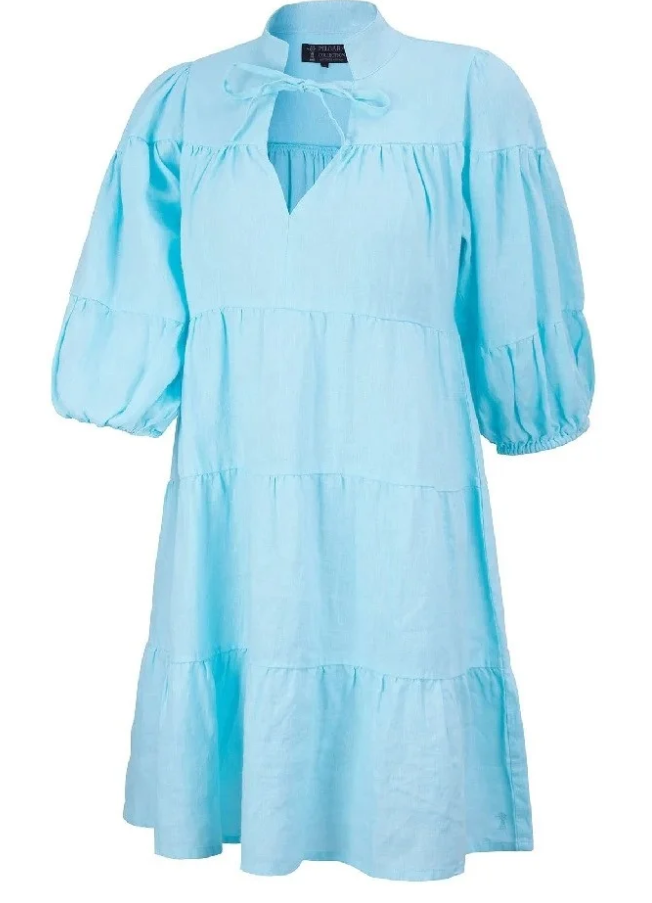 RMPC178 Pilbara Monica Linen 3/4 Sleeve Dress Airy Blue