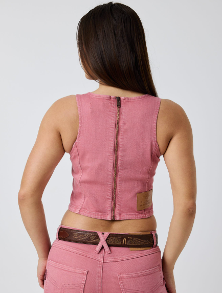 225181RW Ringers Western Women's Rodeo Rose Lace Front Vest Washed Pink