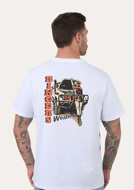 125127RW-WHT Ringers Western Men's Side Chick Loose Fit Tee