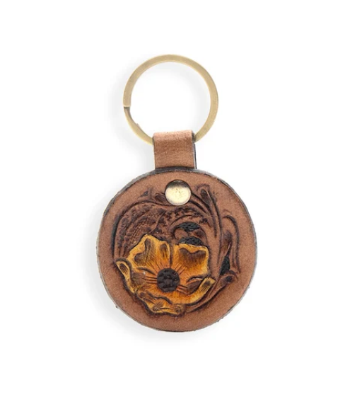 S-9819 Buttercup Hand tooled Key Fob