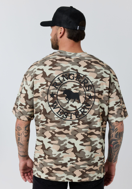 125200RW-CMO Ringers Western Men's Hard Find Box Fit T-Shirt Camo
