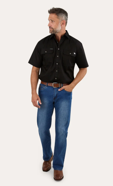 118110004-BLK Ringers Western Men's Lake Argyle Short Sleeve Black