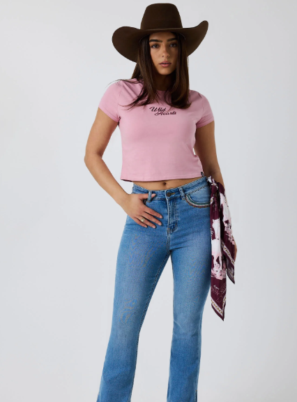 225245RW Ringers Western Women's Wild Heart Baby T-Shirt Dusty Pink
