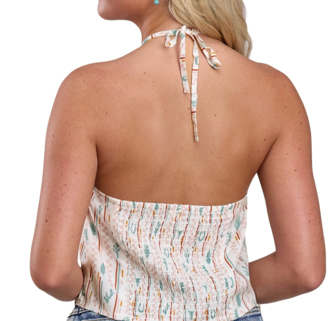 03-052-0590-5060 Roper Women's Halter Top Print White