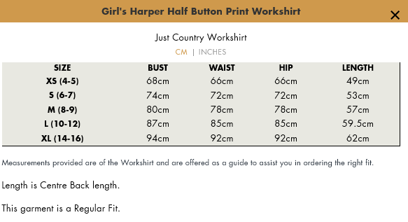 GWLS2509 Just Country Girl's Harper Half Button Workshirt Sea Mist