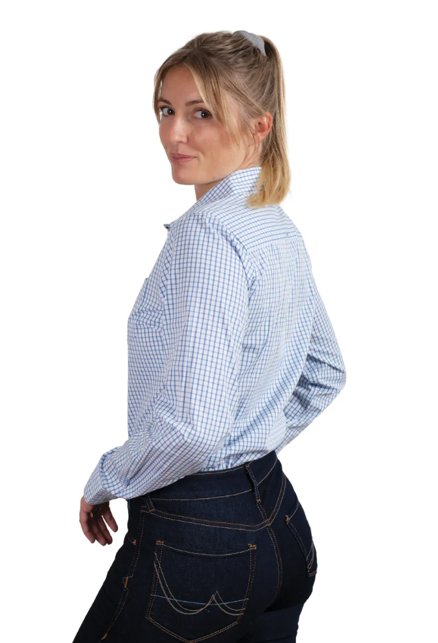 10048070 Ariat Women's Kirby LS Shirt Blue Check
