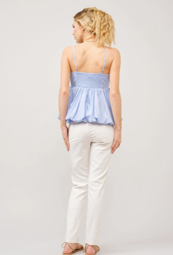 23278T Puff Bottom Tie front Cami Sky Blue