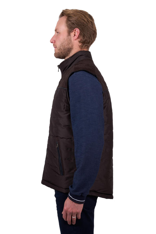 T5W1608007 Thomas Cook Men's Nathan Reversable Vest Dark Brown/ Navy