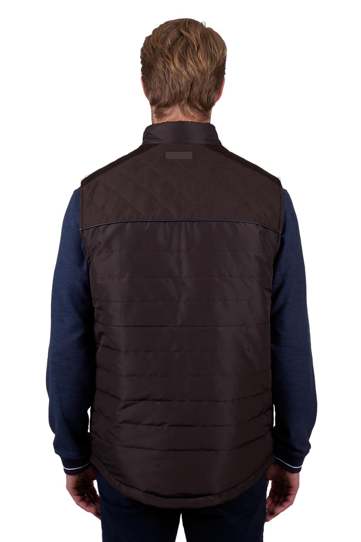 T5W1608007 Thomas Cook Men's Nathan Reversable Vest Dark Brown/ Navy