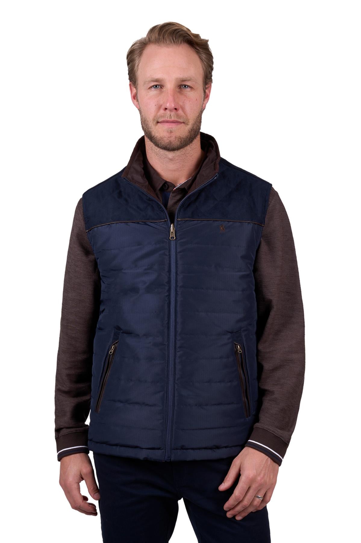 T5W1608007 Thomas Cook Men's Nathan Reversable Vest Dark Brown/ Navy