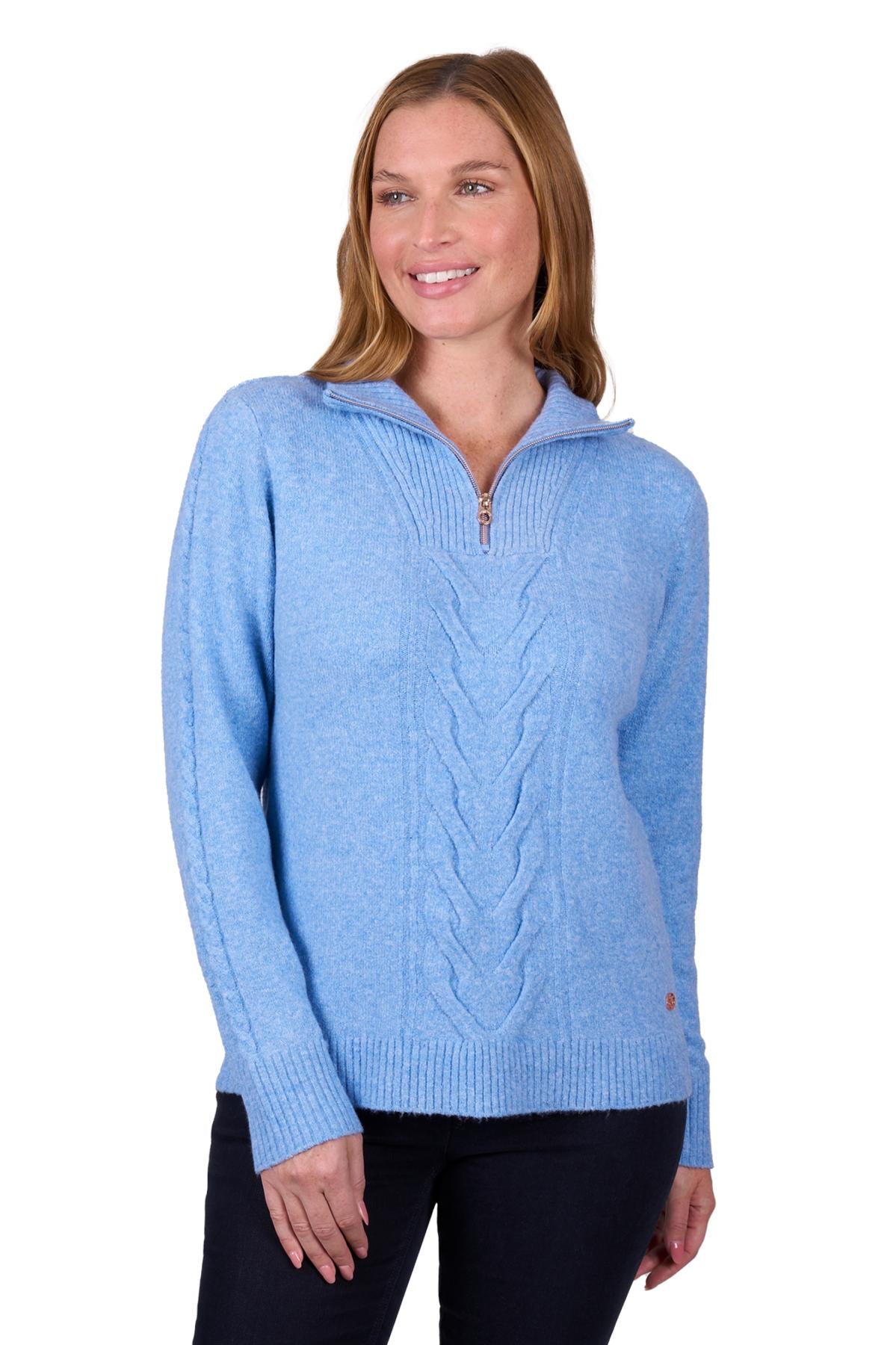 T5W2563098 Thomas Cook Women's Clara 1/4 Zip Jumper Blue Marle