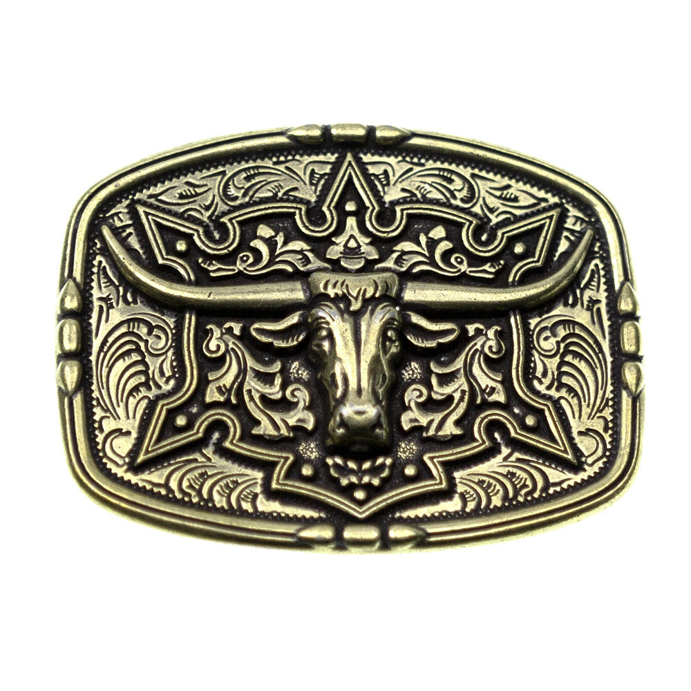 TB-2412 Brigalow Steer Head Dress Buckle-Antique Bronze