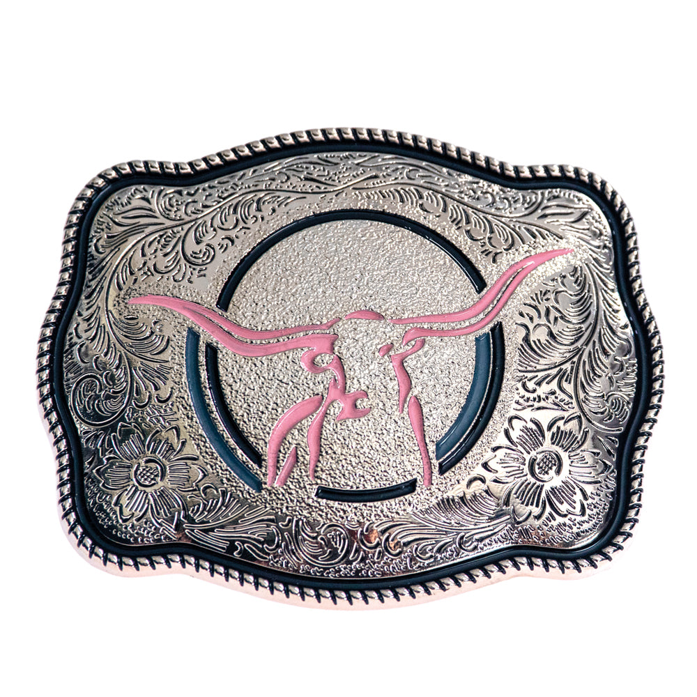 TB-46P Brigalow Longhorn Buckle Pink Enamel Lines