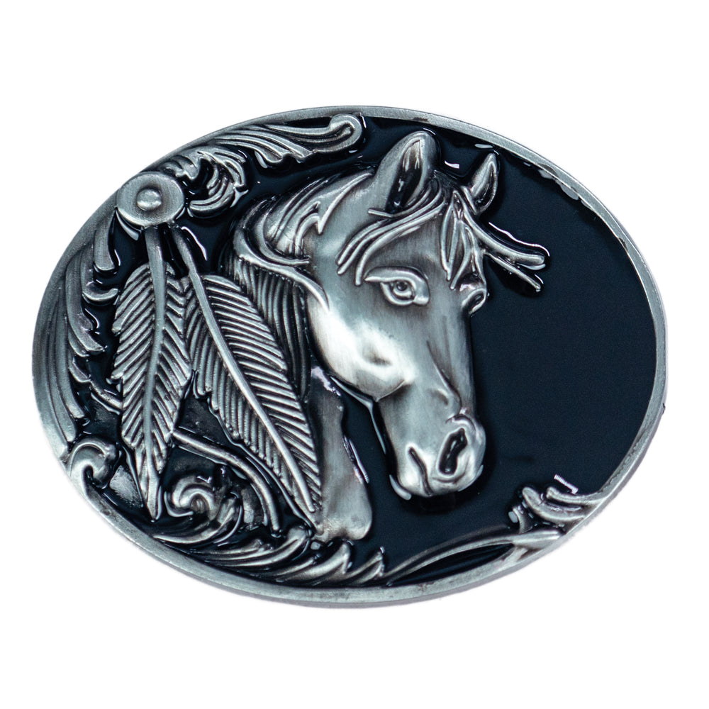TB-889C Brigalow Feathered Horsehead Buckle