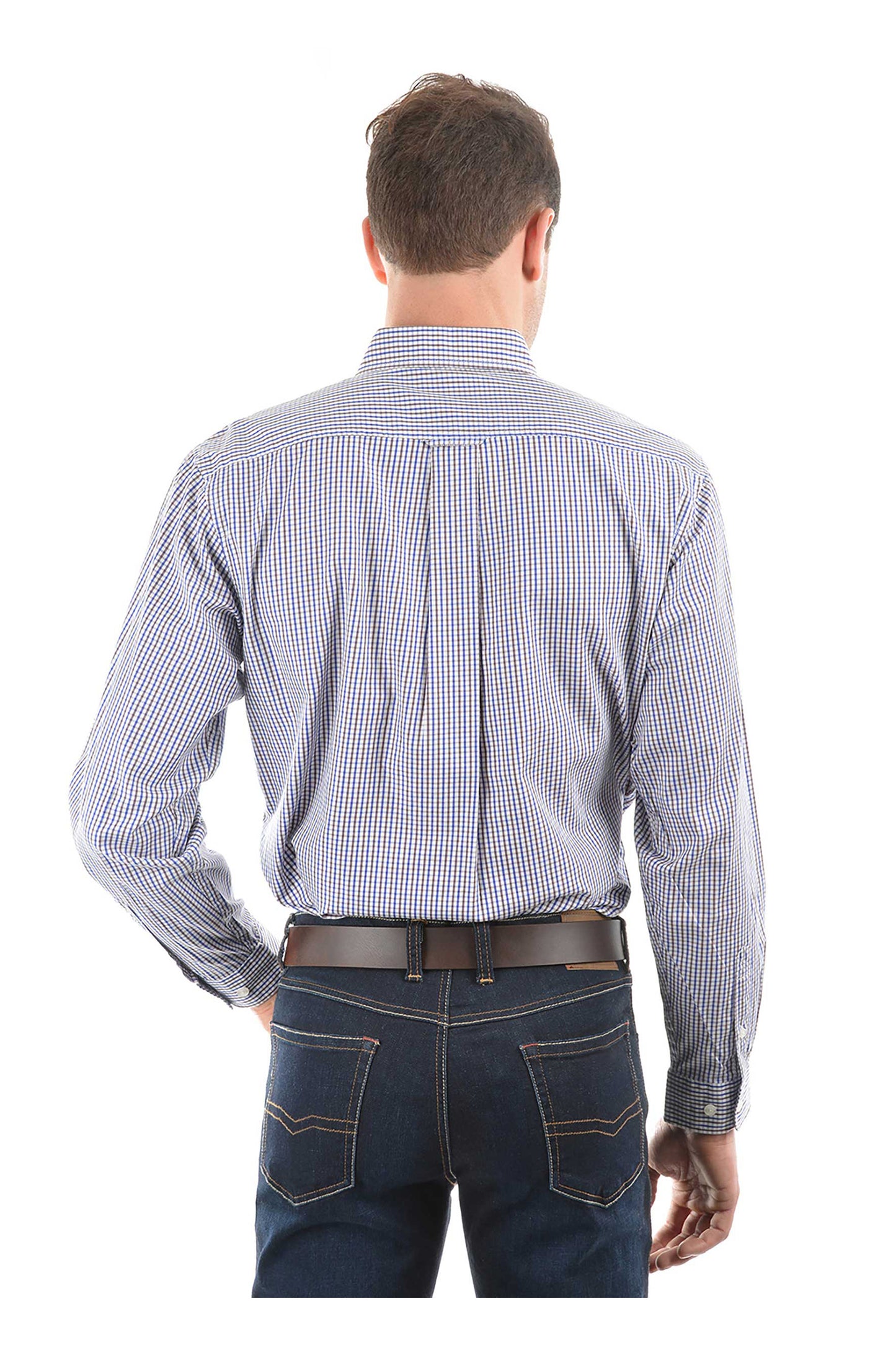 TCP1115158 Thomas Cook Men's Wentworth LS Shirt Royal Blue & Brown