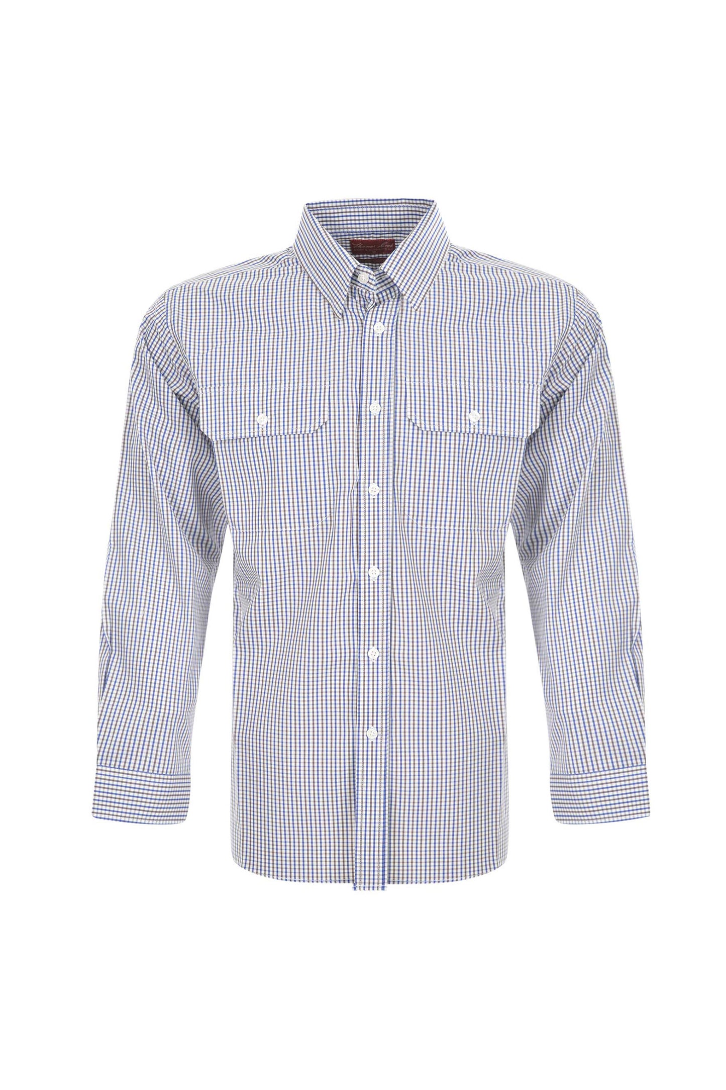 TCP1115158 Thomas Cook Men's Wentworth LS Shirt Royal Blue & Brown