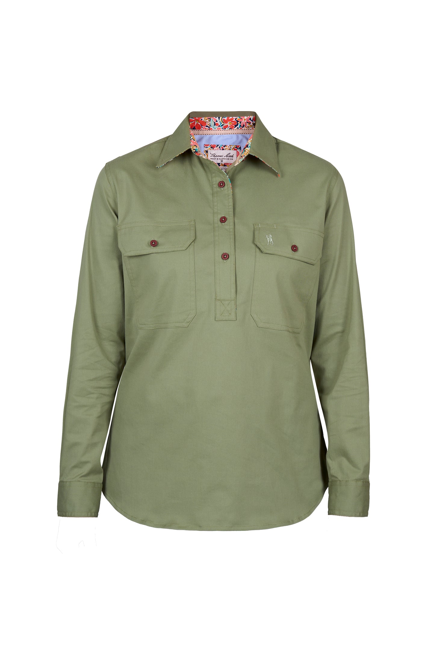 TCP2100131 Thomas Cook Women's Stretch Drill LS Shirt Olive