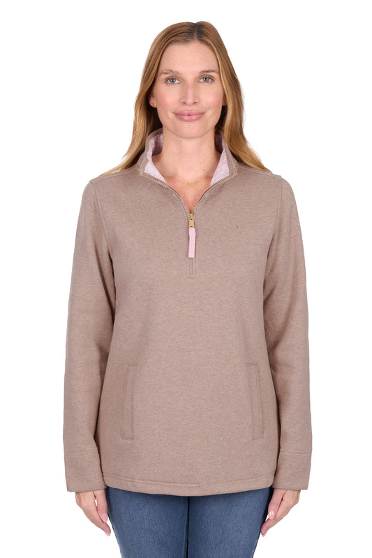 TCP2528082 Thomas Cook Women's Lydia 1/4 Zip Rugby Taupe Marle