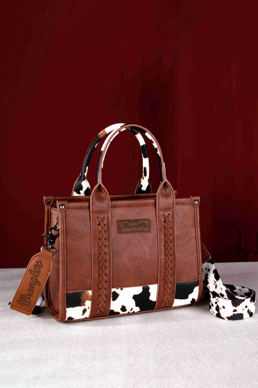 X4W2955BAG Wrangler Cow Print Crossbody Bag Dark Tan