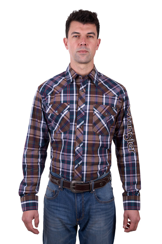 X5W1111227 Wrangler Men's Milo Logo LS Shirt