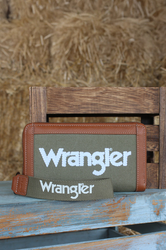 X5W2986WLT Wrangler Canvas Iconic Logo Wallet Khaki