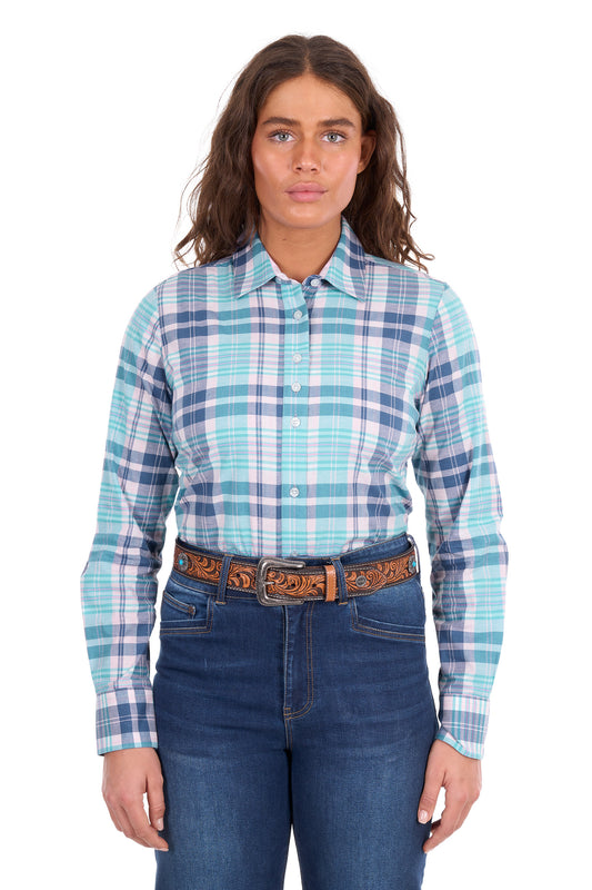 X6S2100607 Wrangler Women's Luisa LS Shirt Teal/Pink