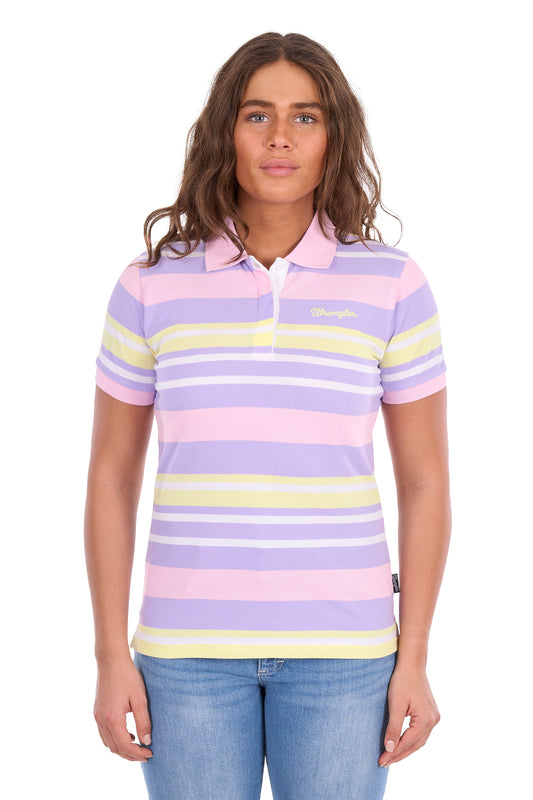 X6S2514626 Wrangler Women's Quinn SS Polo Lavender/Yellow