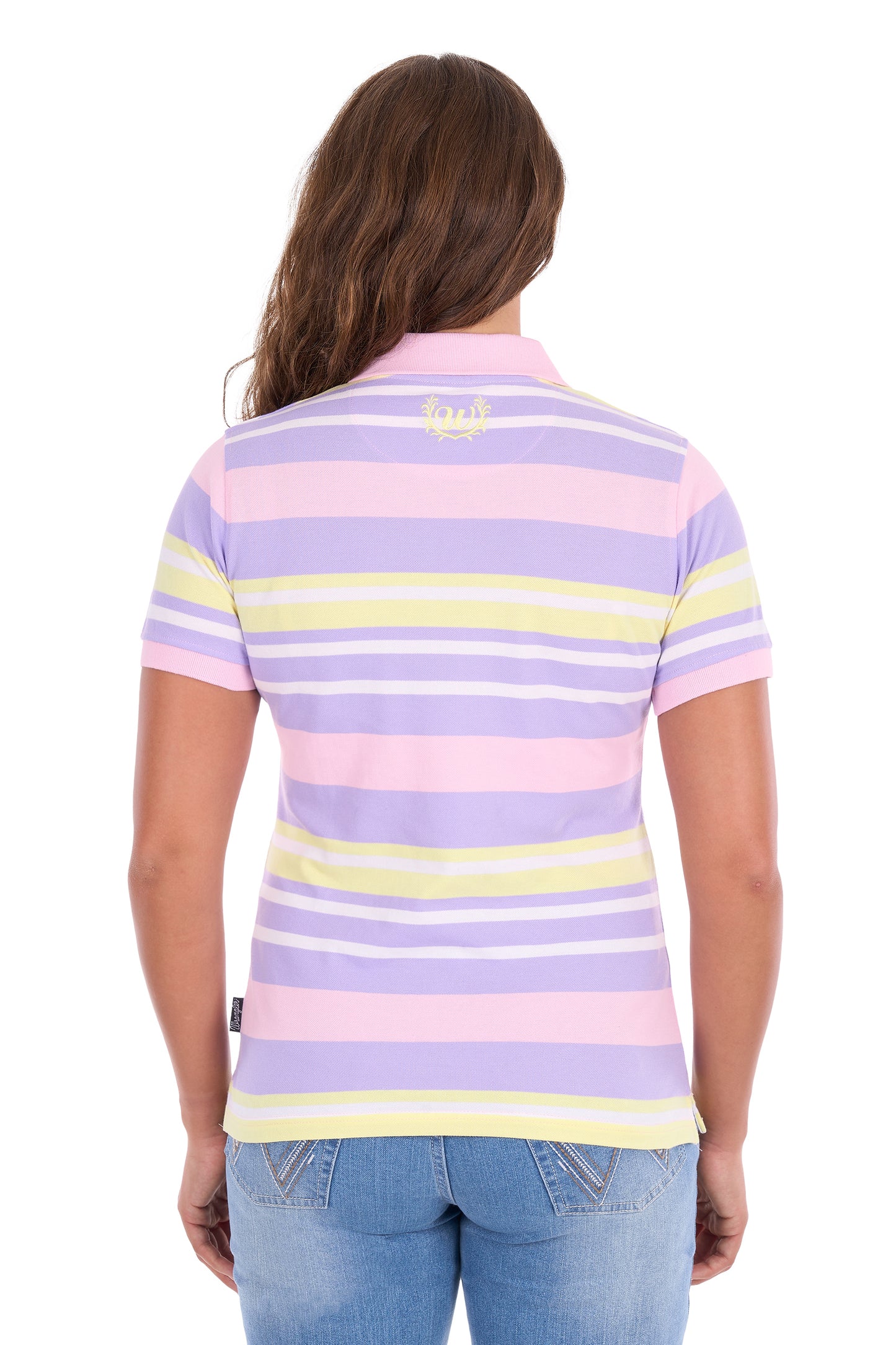 X6S2514626 Wrangler Women's Quinn SS Polo Lavender/Yellow