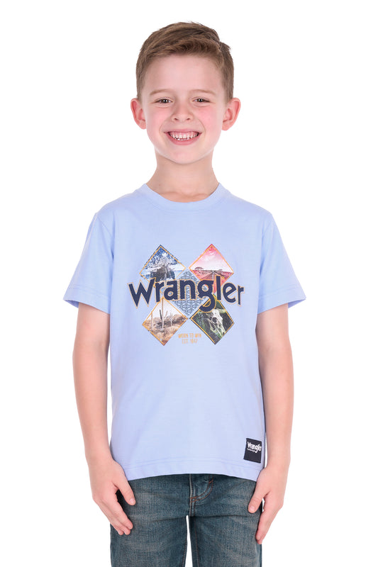 X6S3557688 Wrangler Boy's Mark SS Tee Light Blue