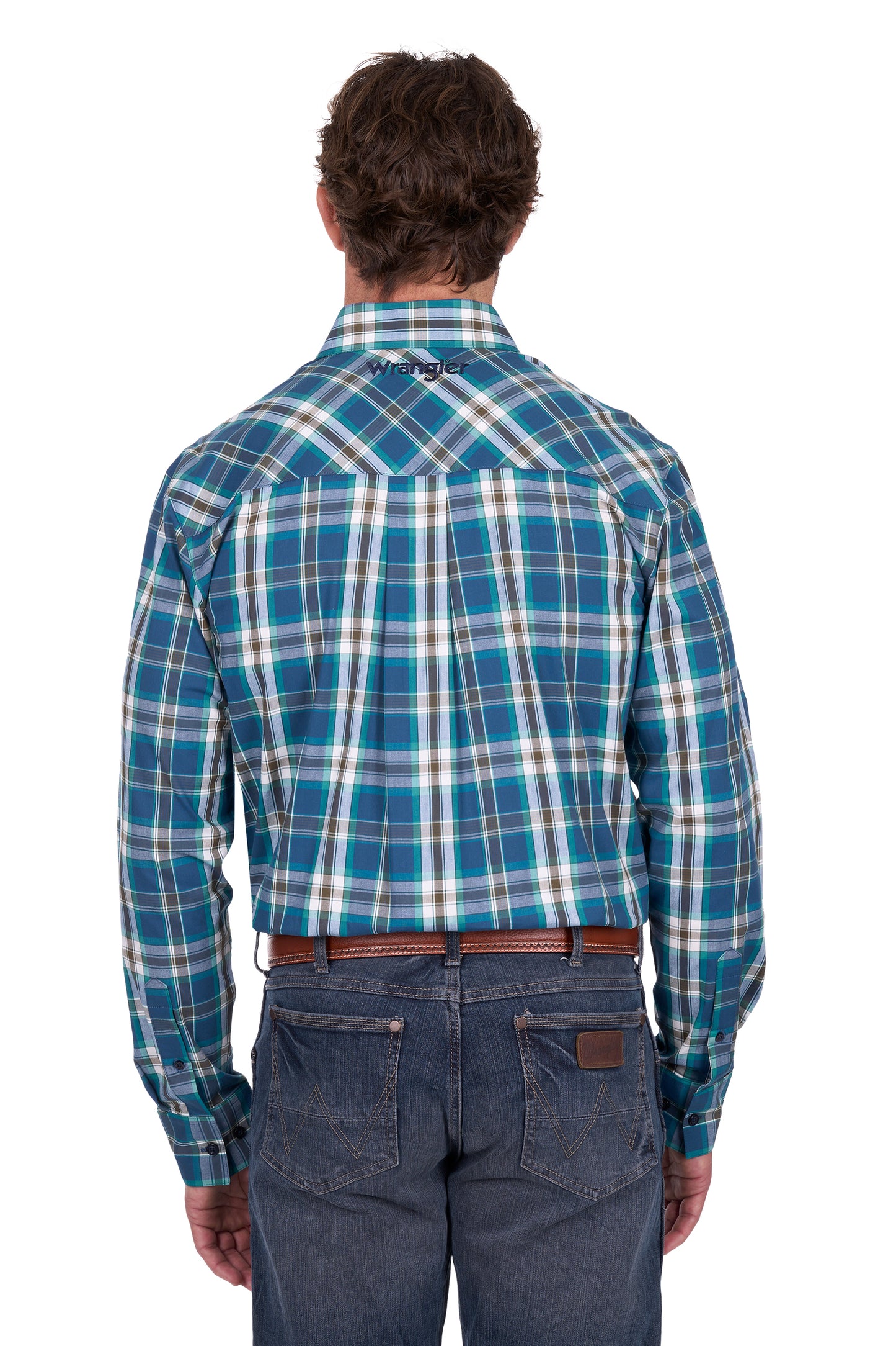 X6W1115491 Wrangler Men's Erik LS Shirt Blue/Cypress