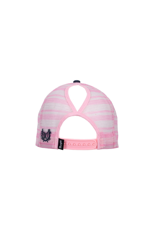 X6W2938CAP Wrangler Women's Darla HP Ponytail Truck Cap Navy/Pink