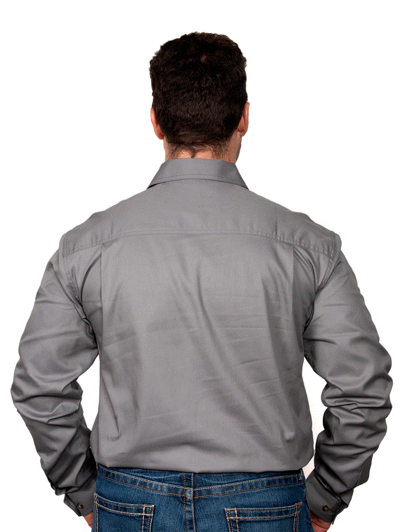 20202STG Just Country Men's Evan Work shirt Steel Grey