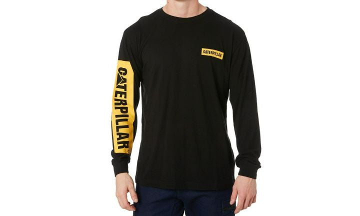 1510558 Cat Trademark Banner L/S Tee Black/Yellow