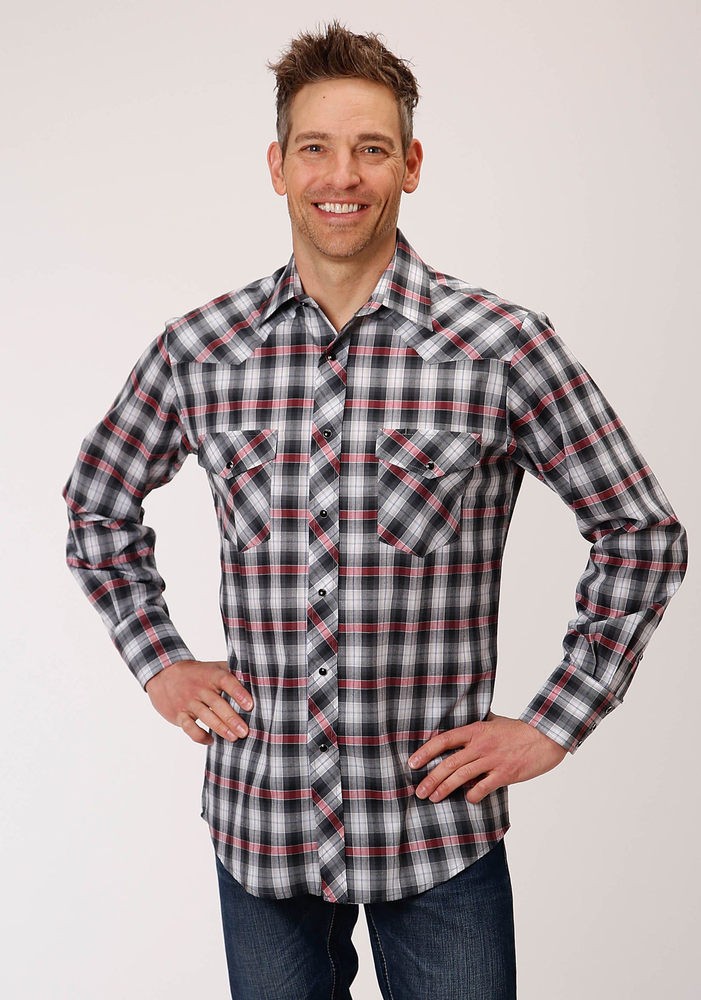 01-01-101-3036BL Roper Men's Karman Classic 55/45 Collection L/S Shirt Black