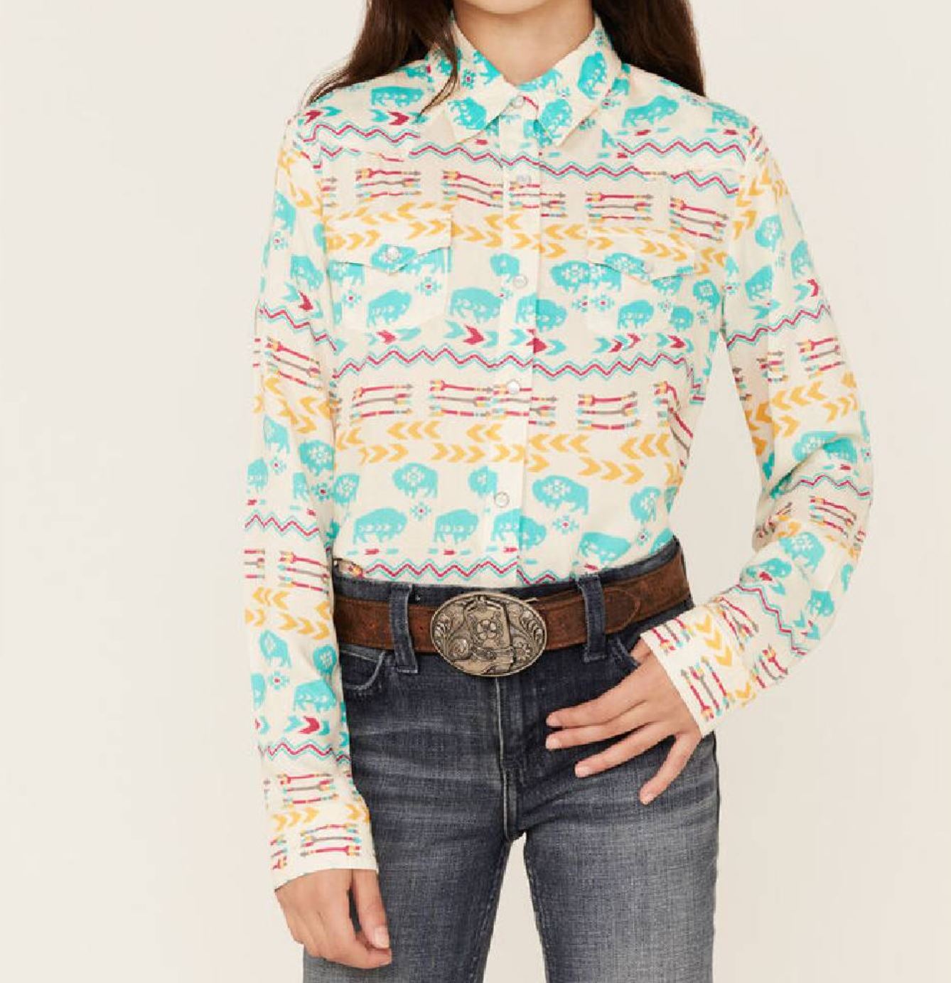 03-080-0590-2062 Roper Girls Buffalo LS Shirt