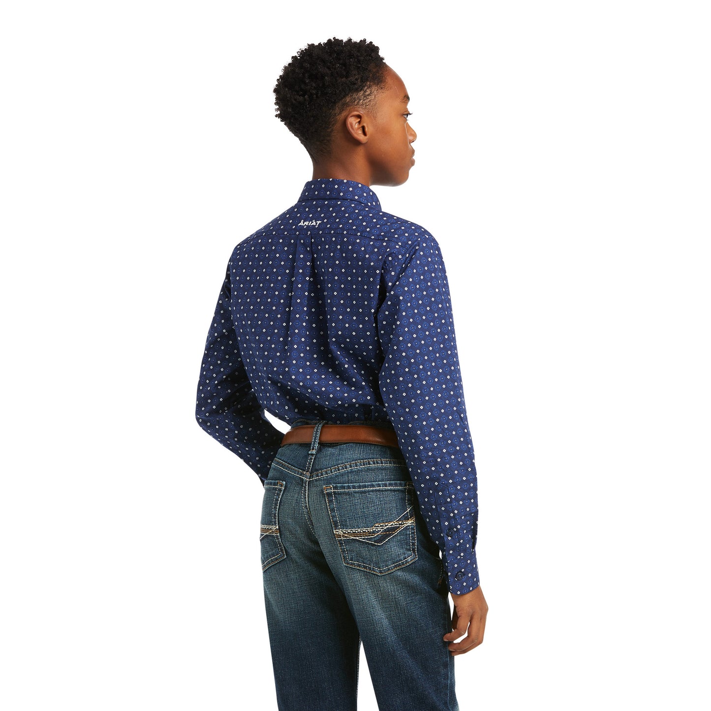 10038076 Ariat Boys BedellClassic LS Shirt Maritime Blue