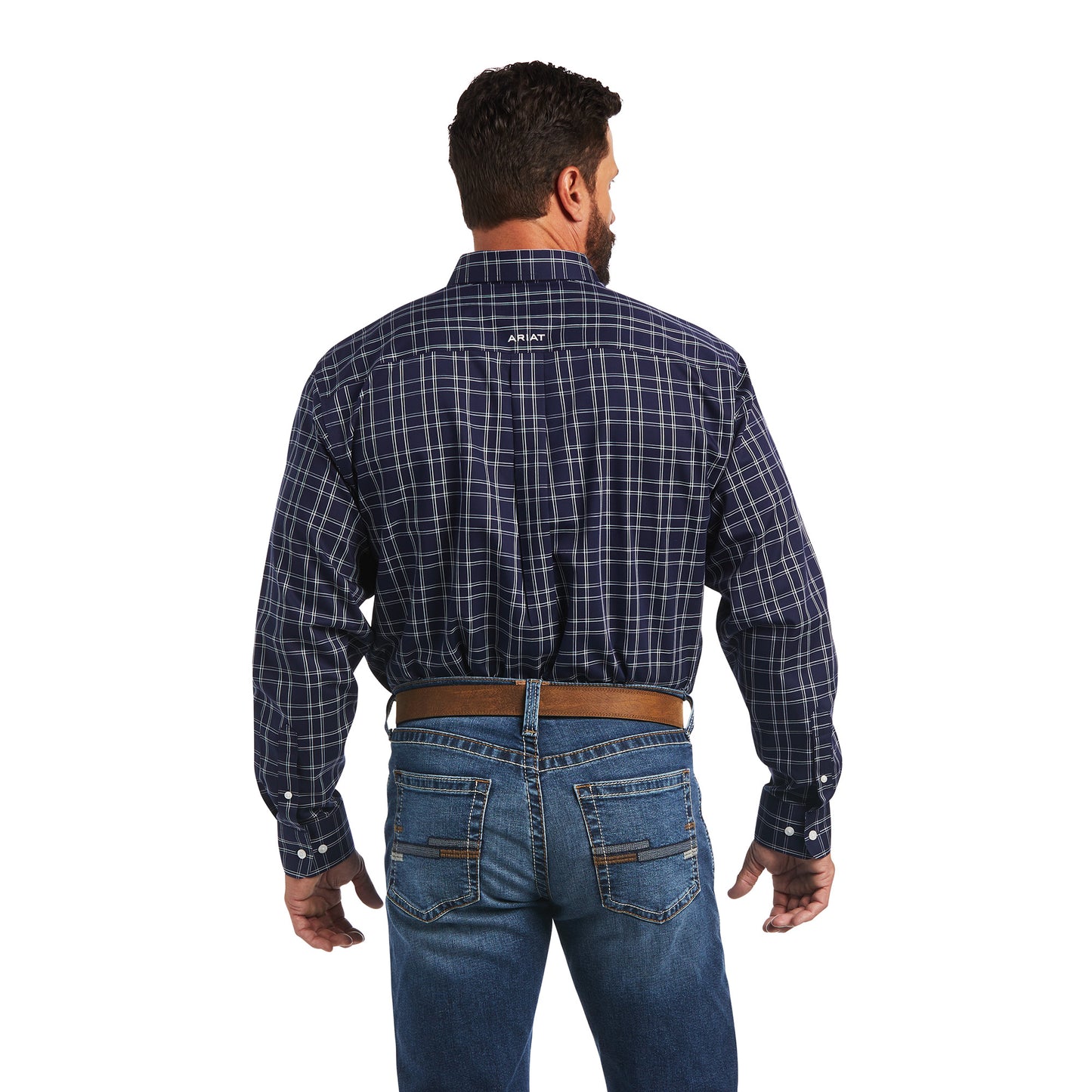10036942 Ariat Men's Wrinkle Free Landon Classic LS Shirt Peacoat Navy
