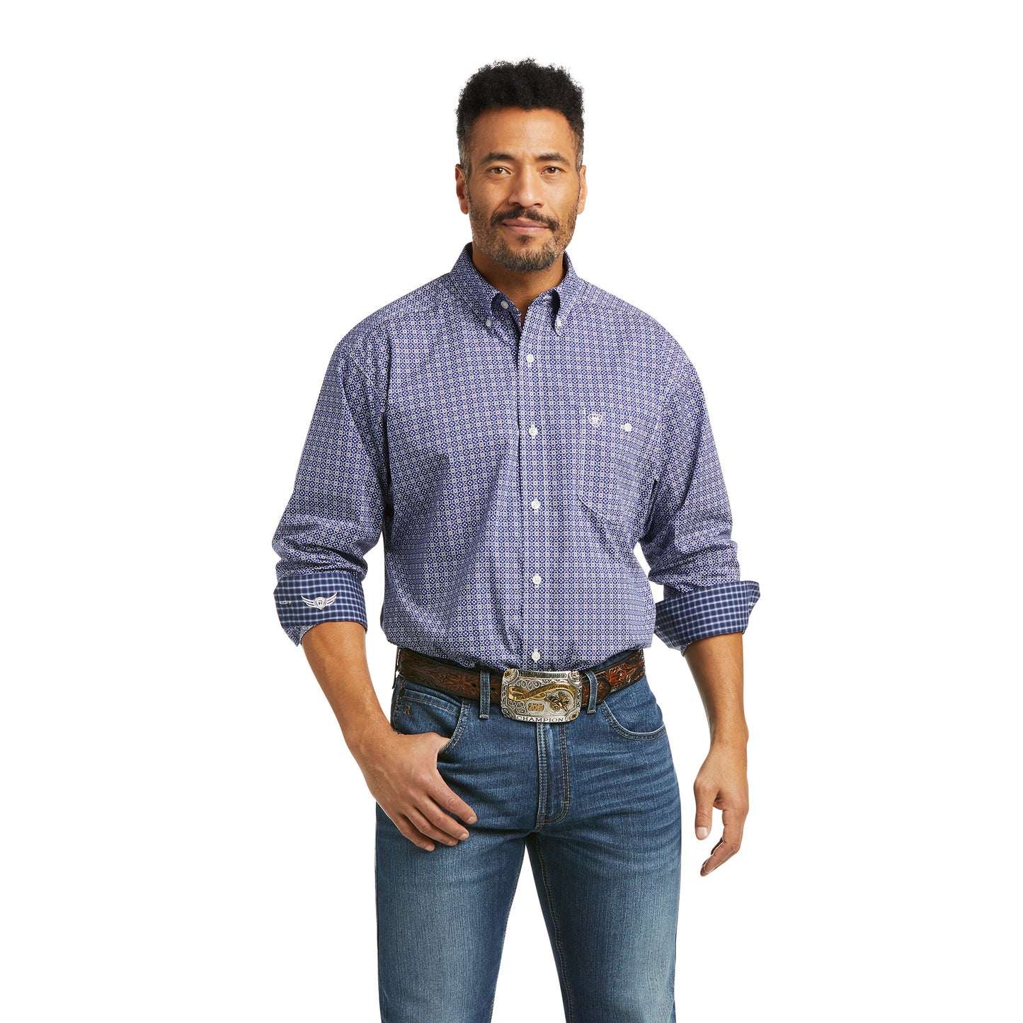 10036975 Ariat Men's Relentless Prime Stretch Classic LS Shirt Pupil Blue