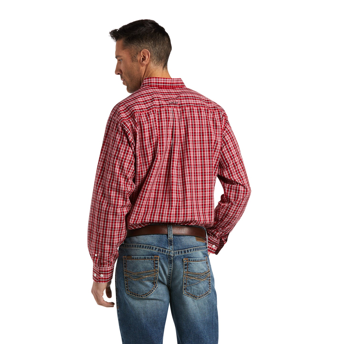 10038092 Ariat Men's Ace Classic Fit LS Shirt Holly Berry