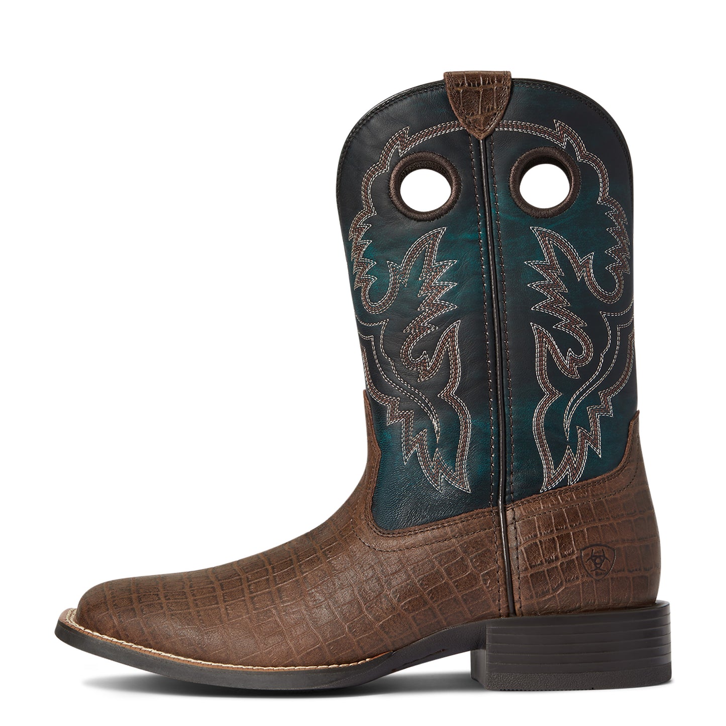10038501 Ariat Men's Sport Buck Out Chocolate Croc Print/Deep Azul