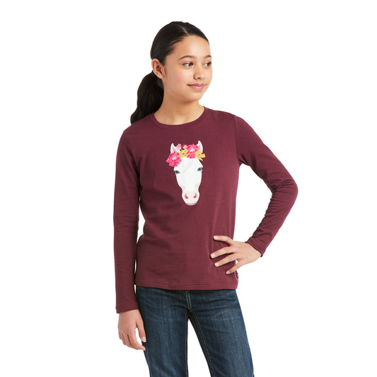 10037351 Ariat Youth Flower Crown LS Shirt