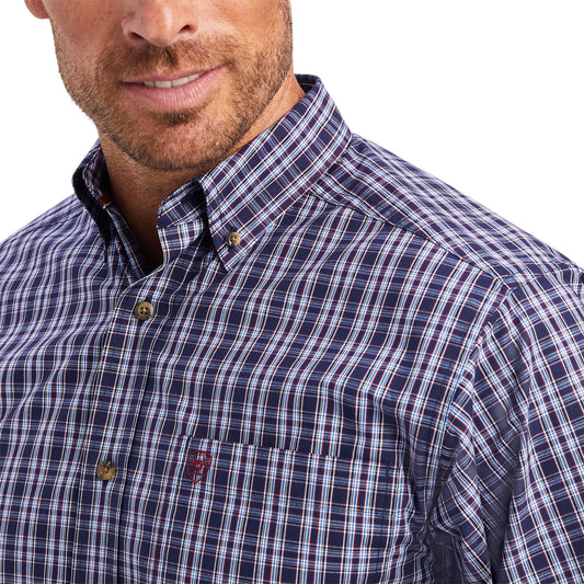 10041562 Ariat Men's Pro Series Noell Fitted LS Shirt Maritime Blue