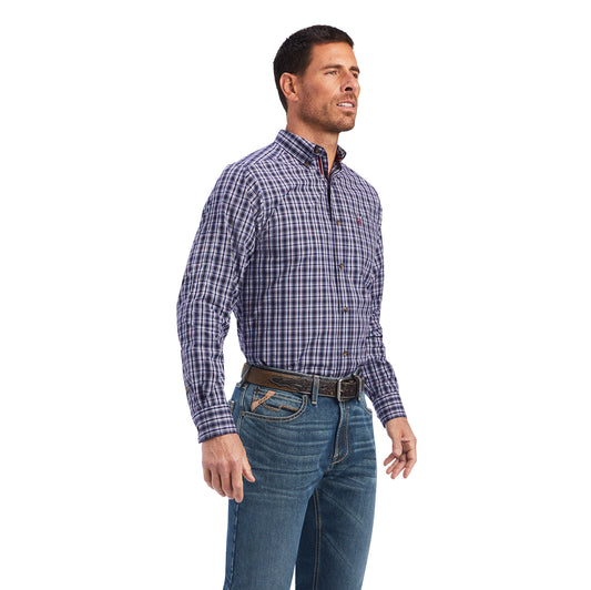 10041562 Ariat Men's Pro Series Noell Fitted LS Shirt Maritime Blue