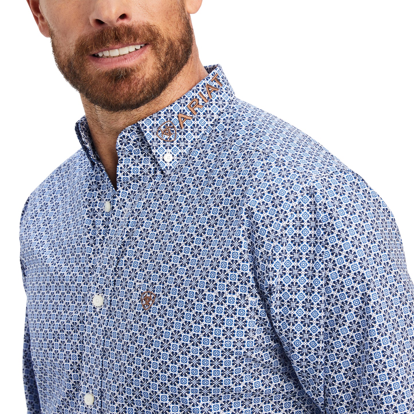 10041791 Ariat Men's Pro Series Team Maurice Fitted LS Shirt White