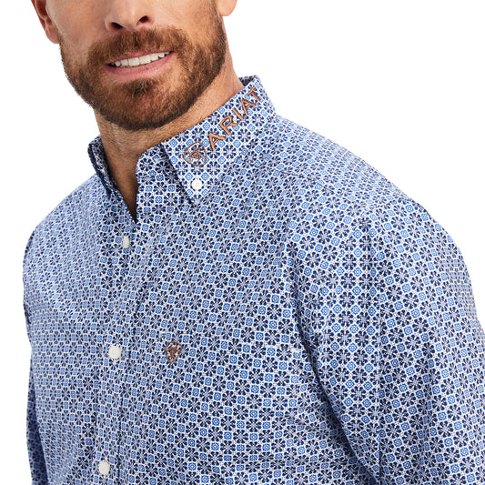 10041791 Ariat Men's Pro Series Team Maurice Fitted LS Shirt White
