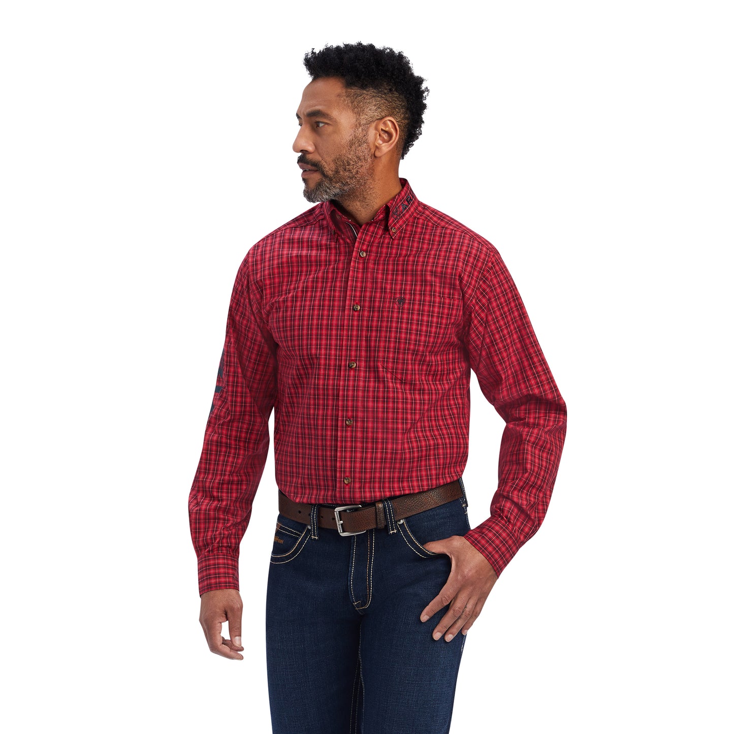 10041793 Ariat Men's Pro Series Team Mariano Fitted LS Shirt Red