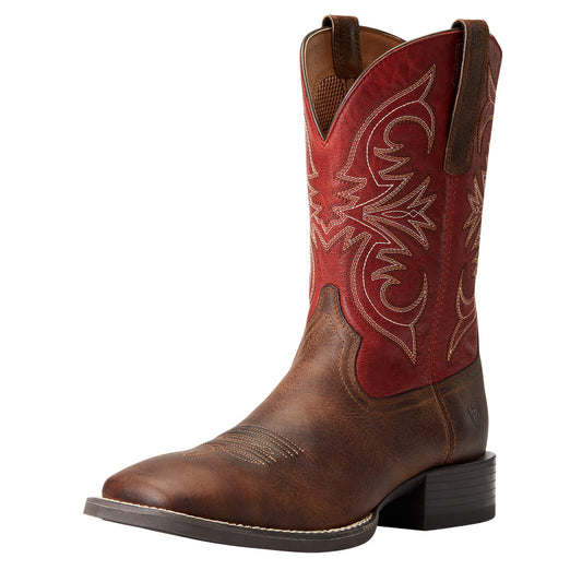 10042391 Ariat Men's Sport Pardner Matte Rebel Brown/ Blood red